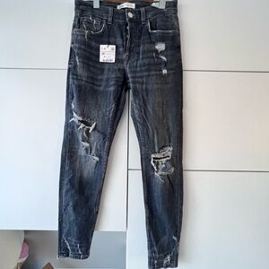 Zara Black Distressed Skinny Jeans